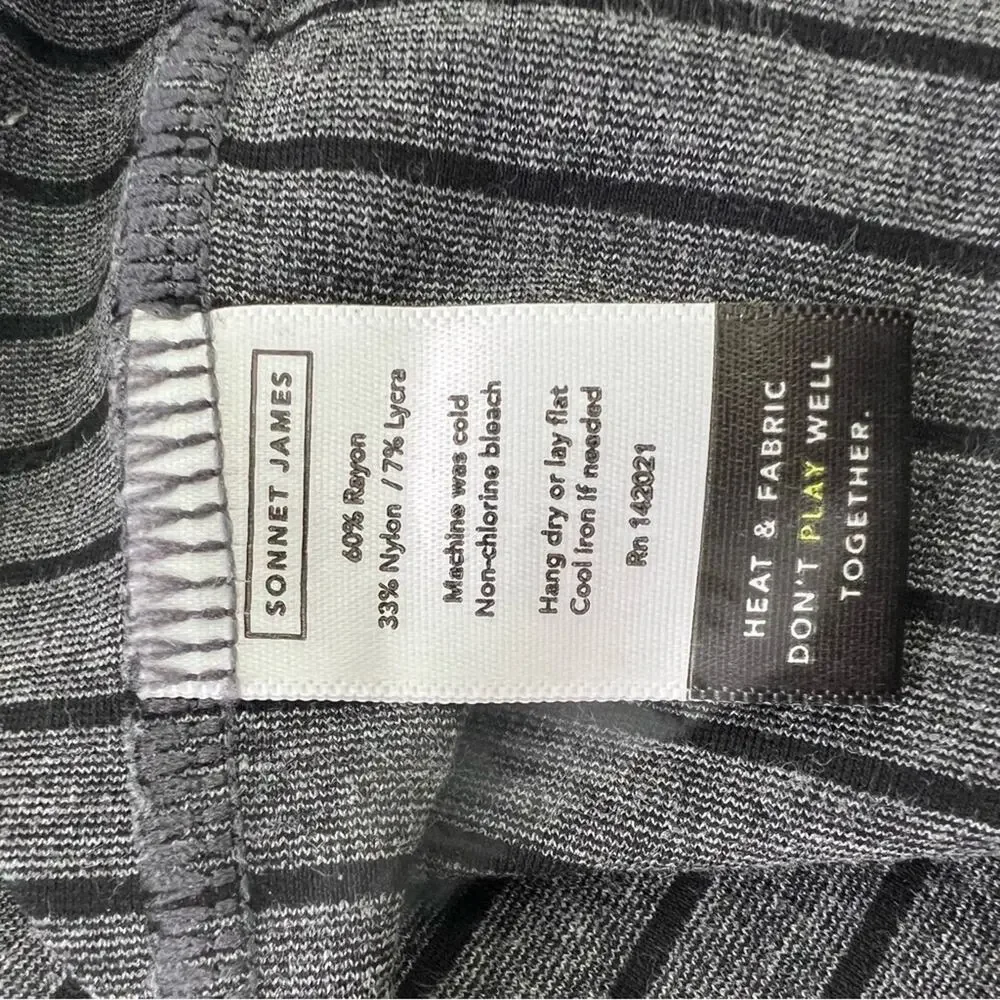 Sonnet James Reese A Play Dress Shirtdress Stretch Gray Black Striped Size XS